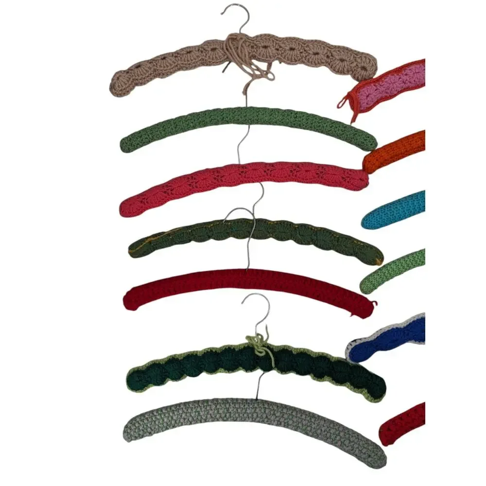 SALE! Lot 20 Vintage 1970's Padded Crocheted GRANNY CLOTHES HANGERS ~ Retro Yarn